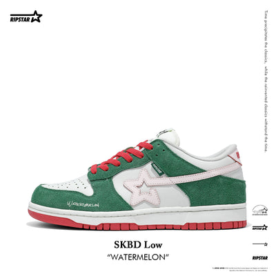 SKBD Low -Sneakers-Watermelon-Action Leather and Cow Suede Women's and Men's Shoes SL017F