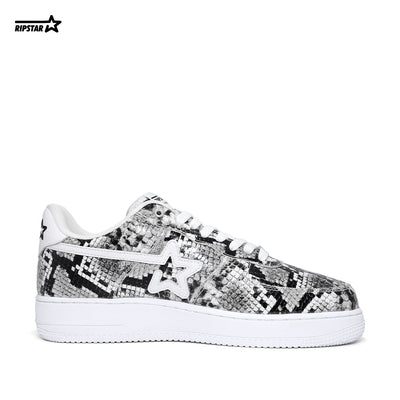 BK-015-Sneakers-Cobra White-Cow leather Women's and Men's Shoes BK015W/M