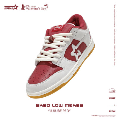 SKBD Low-Sneakers-Jujube Red- Action leather and Fabric Women's and Men's Shoes-SL059F