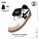 Soccer Trainer-Sneakers-Black White- Action leather and Microfber Women's and Men's Shoes-ST002F