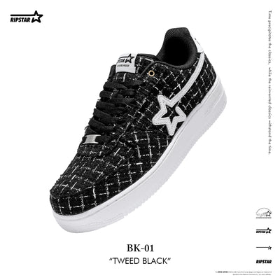 BK-01-Sneakers- Tweed Black-Women's and Men's Shoes BK013W/M