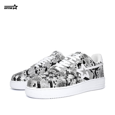 BK-015-Sneakers-Cobra White-Cow leather Women's and Men's Shoes BK015W/M