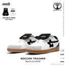 Soccer Trainer-Sneakers-Black White- Action leather and Microfber Women's and Men's Shoes-ST002F