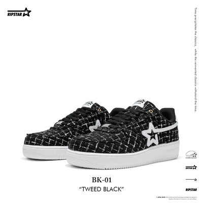 BK-01-Sneakers- Tweed Black-Women's and Men's Shoes BK013W/M