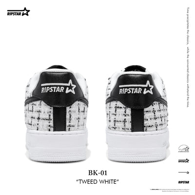 BK-01-Sneakers- Tweed White-Women's and Men's Shoes BK013W/M