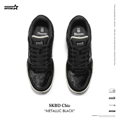 SKBD Chic-Sneakers-Metallic Black-Cow Suede and Fabric Women's and Men's Shoes SP025F