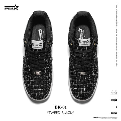 BK-01-Sneakers- Tweed Black-Women's and Men's Shoes BK013W/M