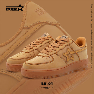 BK-01-Sneakers- Wheat-Cow leather Women's and Men's Shoes BK012W/M